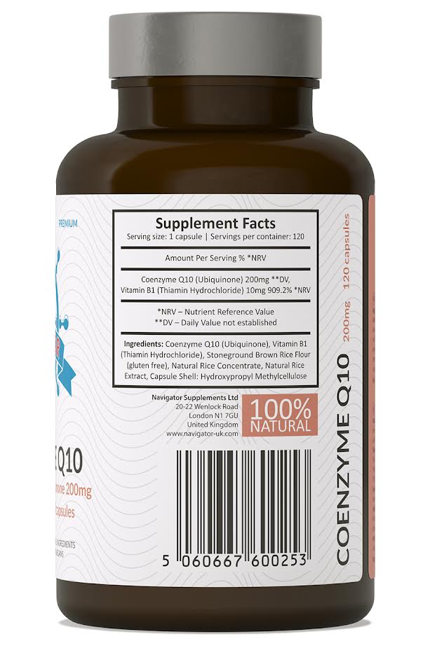 Koenzym Q10 200 mg z Witaminą B1 (Tiaminą), 120 kapsułek, Navigator