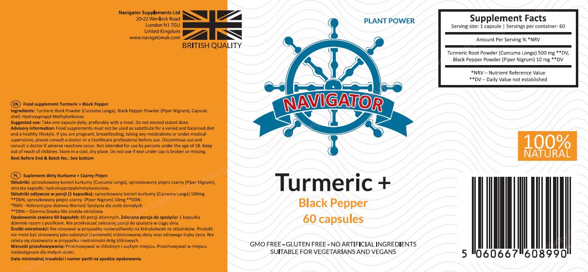 Kurkuma Czarny Pieprz 60 kaps., Navigator