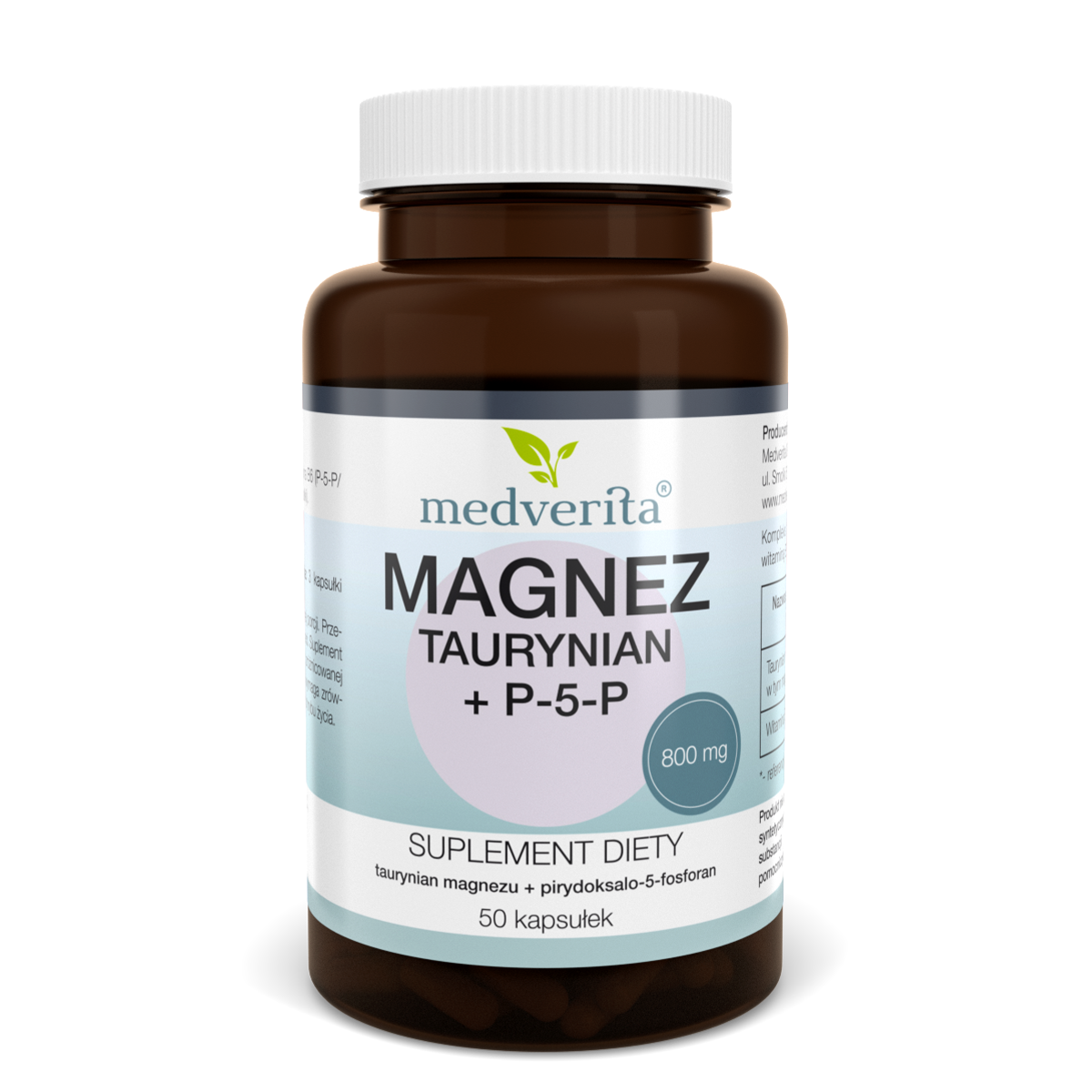 Medverita Magnez taurynian + P-5-P - 50 kapsułek