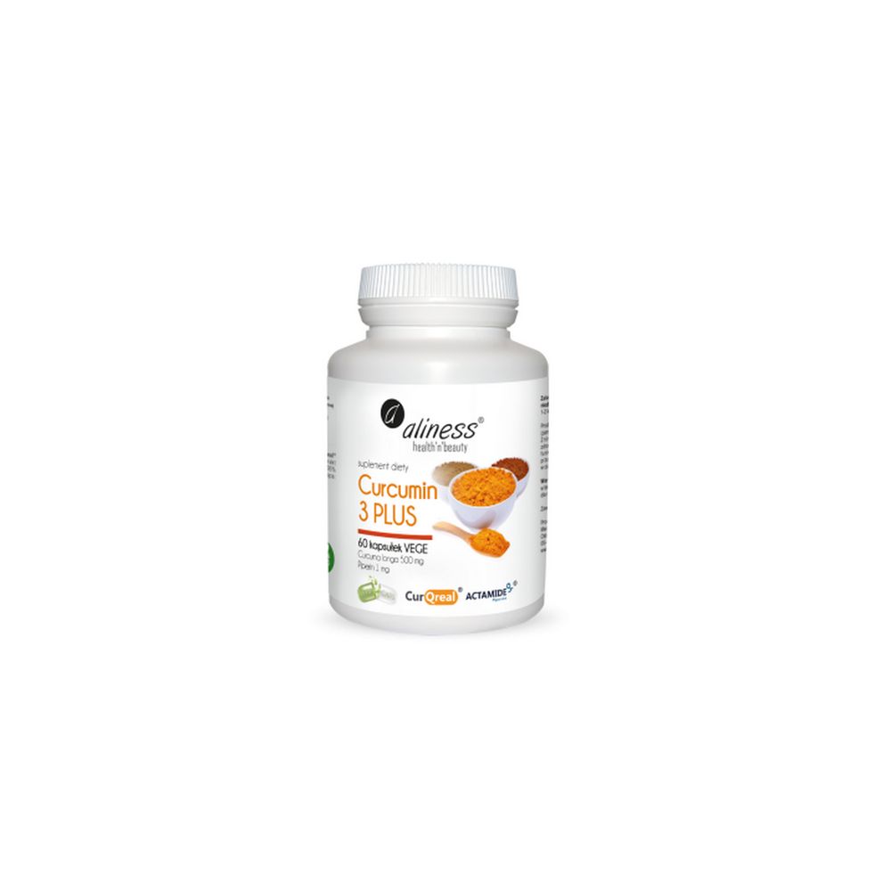Aliness Curcumin 3 PLUS Curcuma longa 500 mg Piperin 1 mg 60 kapsułek