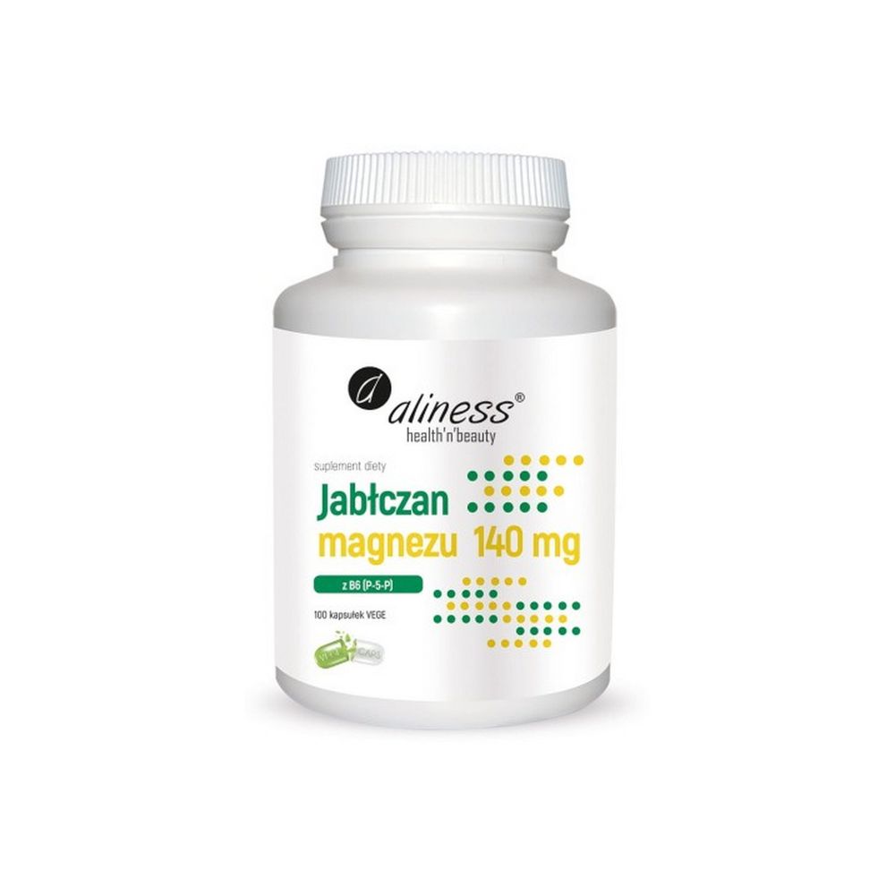 Aliness Jabłczan magnezu 140 mg z B6 (P-5-P) x 100 Vege caps.