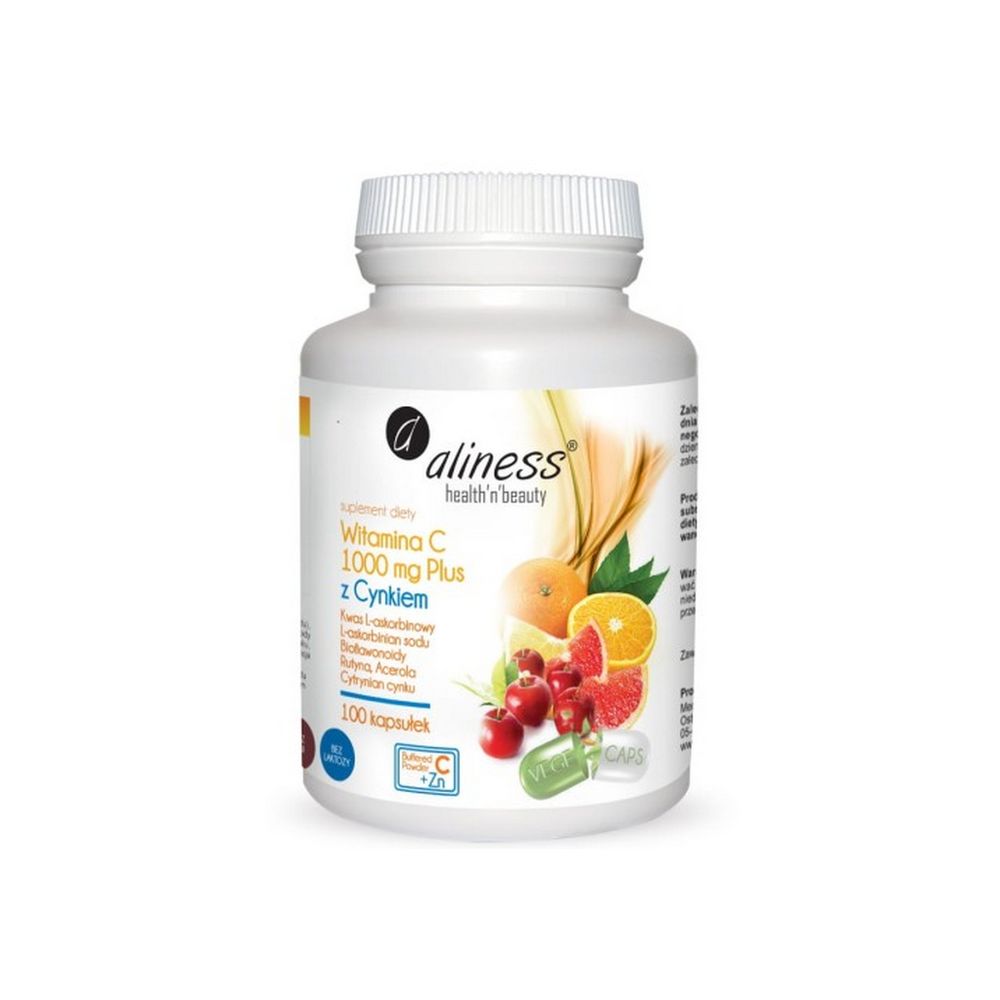 Aliness Witamina C 1000 mg z CYNKIEM PLUS bioflaw, rutyna, acer. x 100 VEGE kaps.