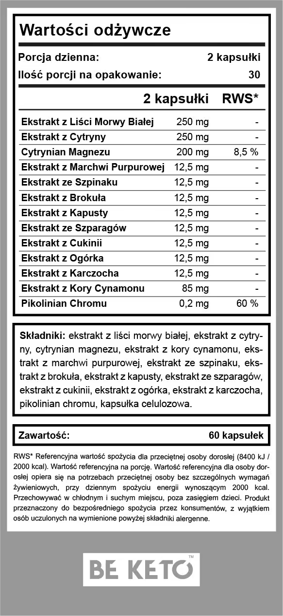 Glucose Control – Stabilizator Cukru – 60 kapsułek BeKeto