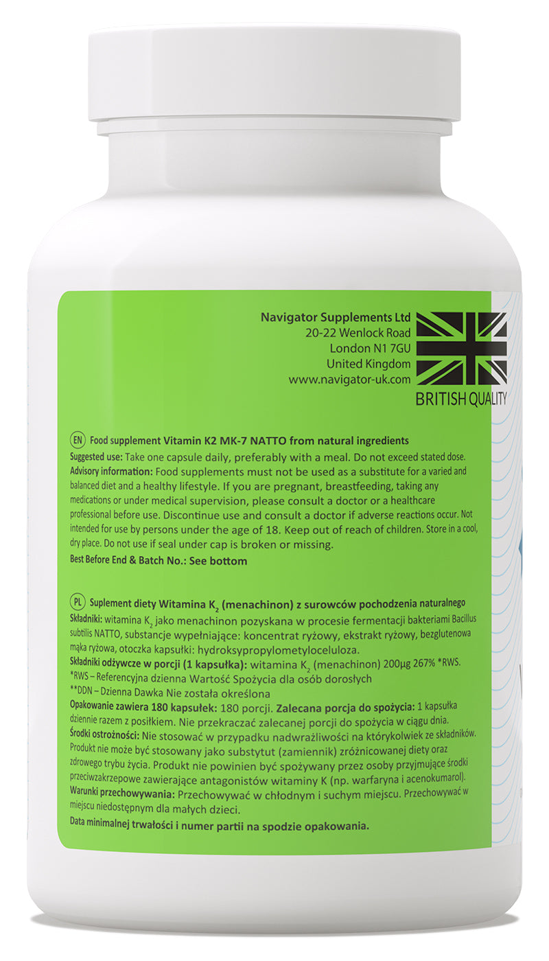 Navigator Witamina K2 MK-7 200 mcg VEGE 180 kapsułek