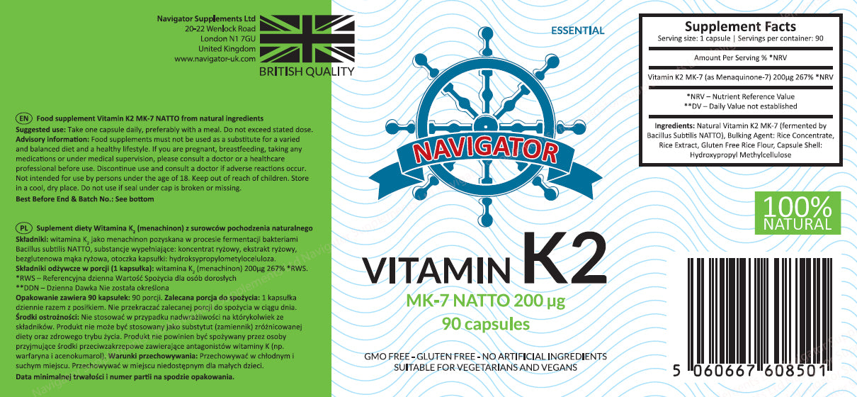 Navigator Witamina K2 MK-7 200 mcg VEGE 90 kapsułek