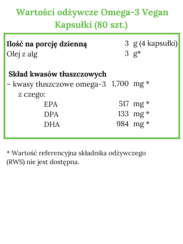 Norsan Omega-3 Vegan Kapsułki z alg 1700 mg 80 kapsułek