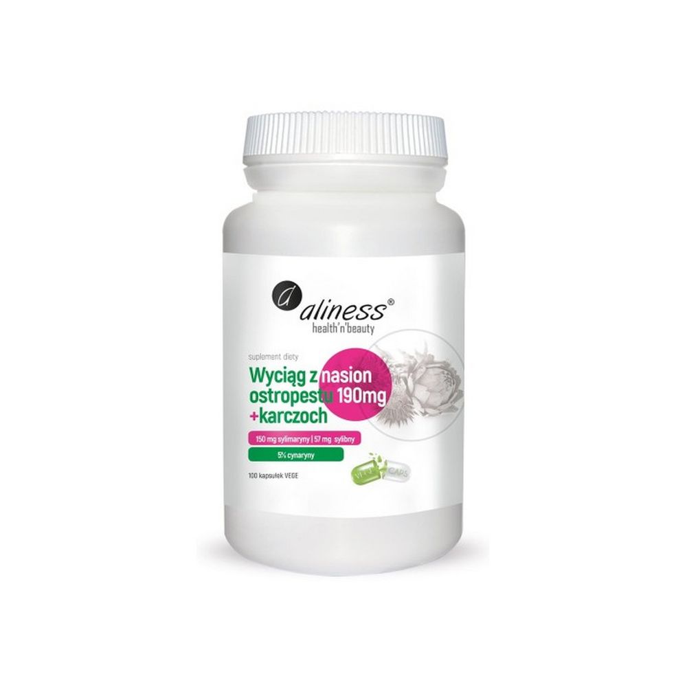 aliness Ekstrakt z nasion ostropestu 190 mg+karczoch x 100 Vege caps