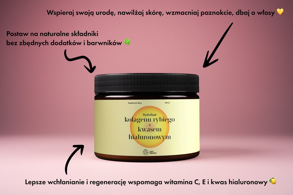 Jemy Zdrowo Hydrolizat kolagenu rybiego z kwasem hialuronowym i witaminą C (smak mango)