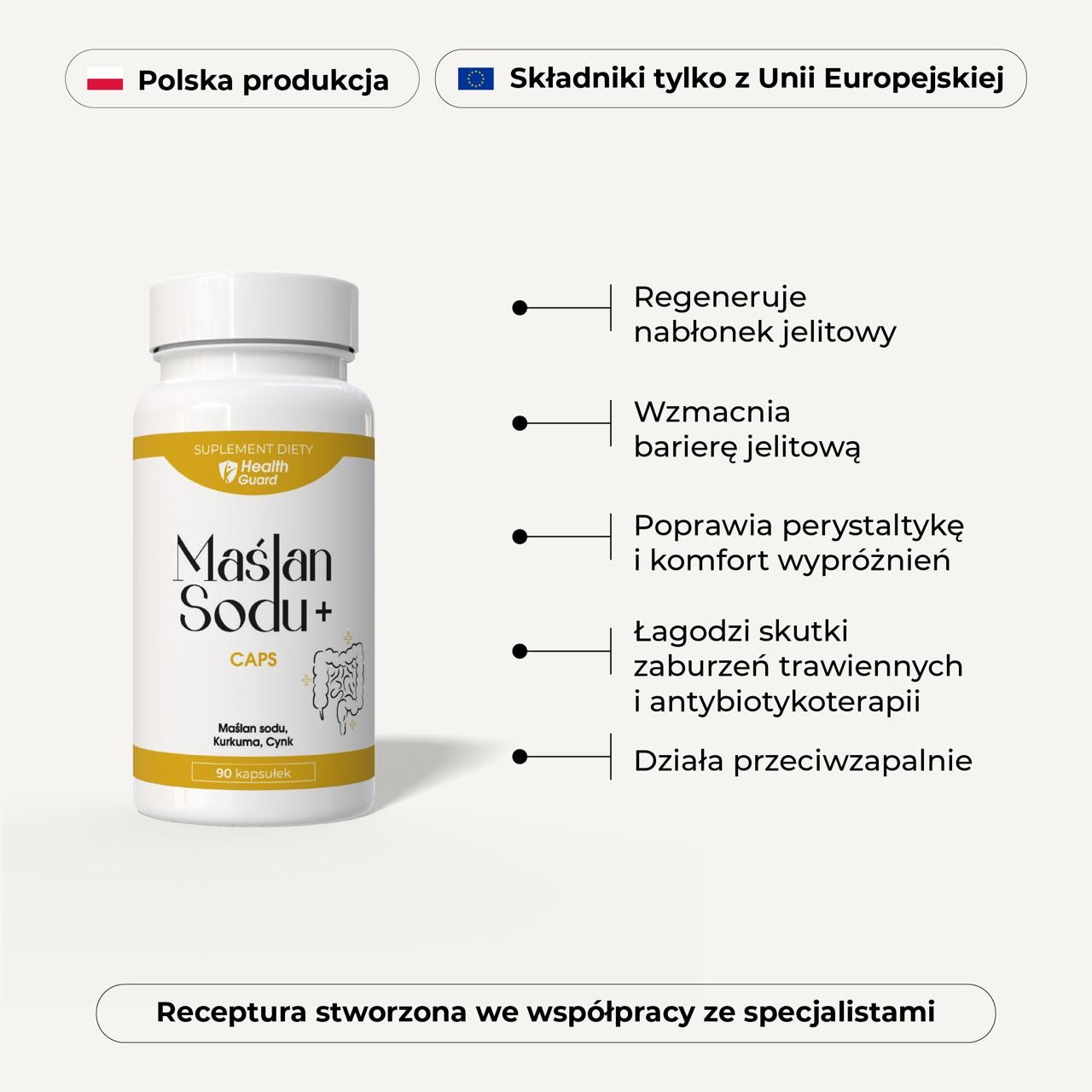Health Guard Maślan Sodu + Kurkuma i cynk 90 kaps