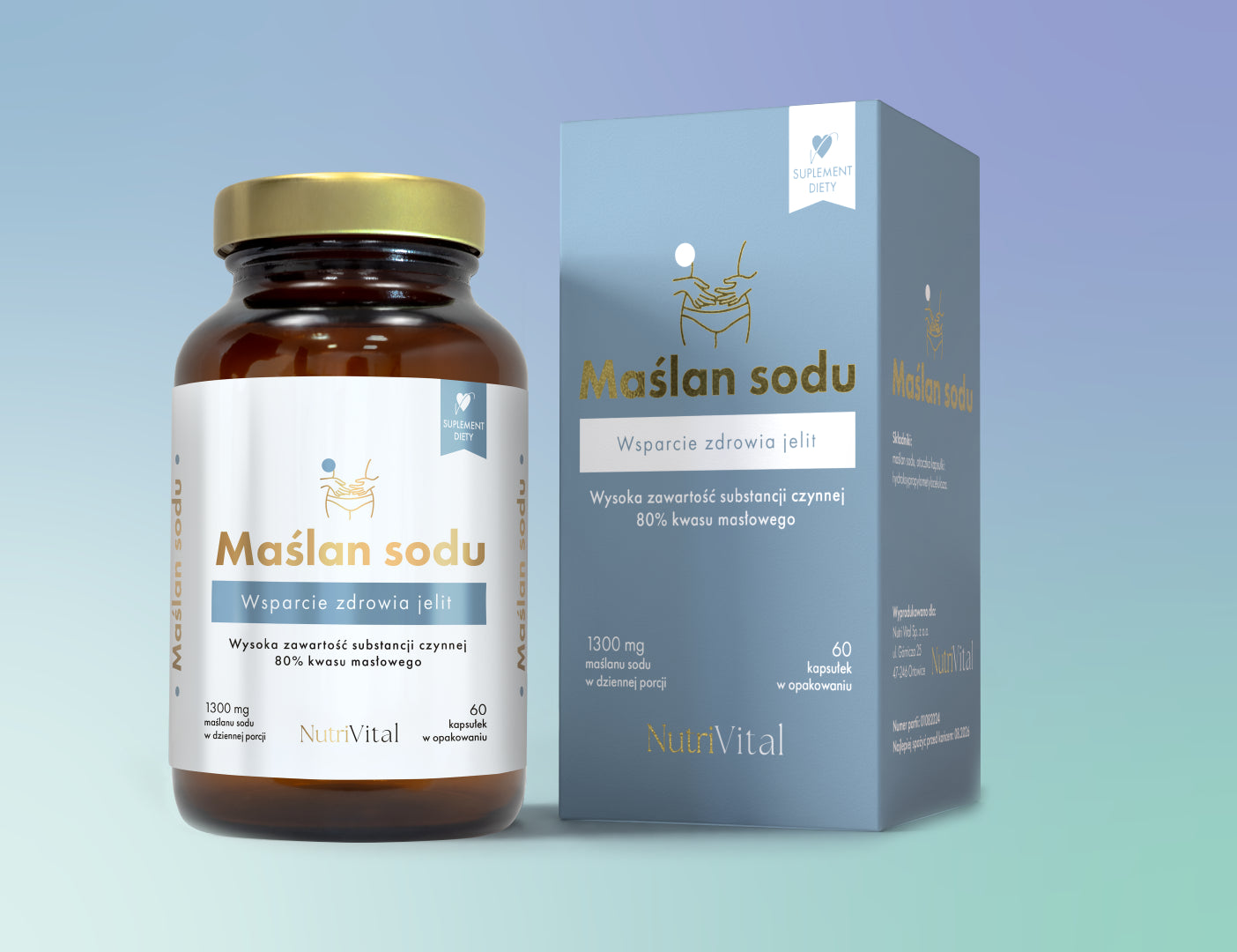 Maślan sodu 1040 mg kwasy masłowego w porcji Nutri Vital 60 kapsułek