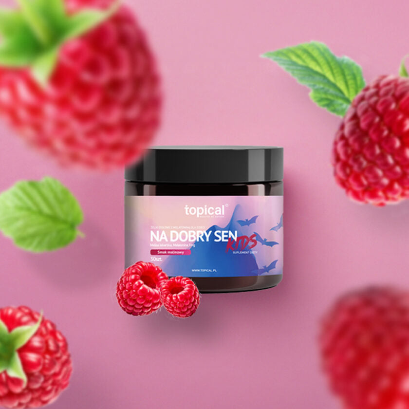 Żelki ziołowe z melatoniną dla dzieci na dobry sen kids – smak malinowy – TOPICAL