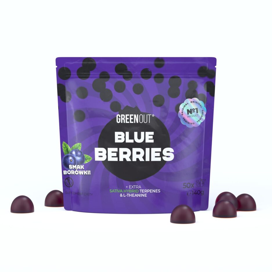 Green Out żelki z dodatkiem terpenów, l-teaniny i witaminy C blueberries