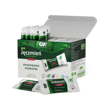 Opakowanie podróżne BIO Jęczmień sok sproszkowany Green  Ways (125 g+125 g)