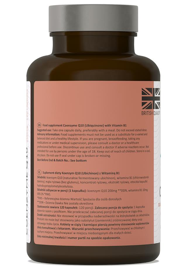 Koenzym Q10 200 mg z Witaminą B1 (Tiaminą), 120 kapsułek, Navigator