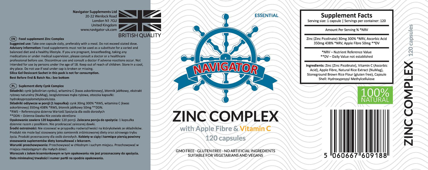 CYNK (Zinc Picolinate) 30 mg, 120 capsules, 200 ml NAVIGATOR