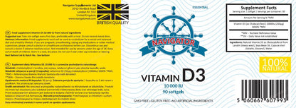 Witamina D3 10000 IU 90 kapsułek, Navigator