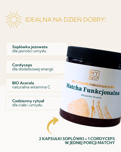 Naturalnie pobudzająca BIO Matcha Funkcjonalna - 260 g MYQO