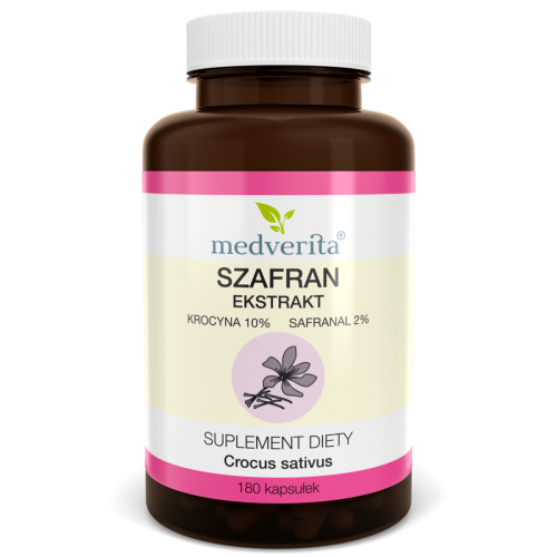 Szafran ekstrakt krocyna 10% safranal 2% - 180 kapsułek MEDVERITA