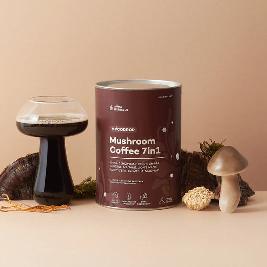 Mycodrop, kawa z grzybami, mushroom coffee 7 in 1, proszek 250 g Aura Herbals