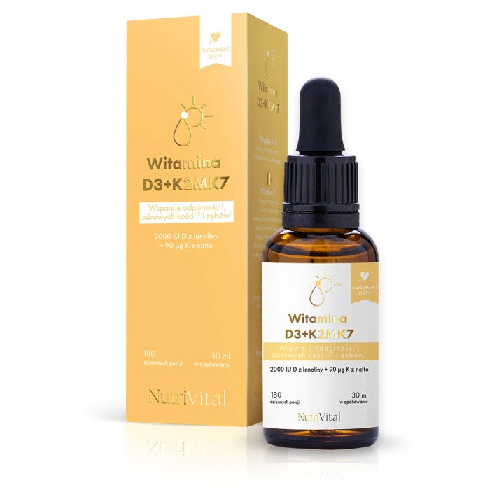 Witamina D3 + K2 MK7 w płynie w oliwie z oliwek Nutri Vital 30 ml