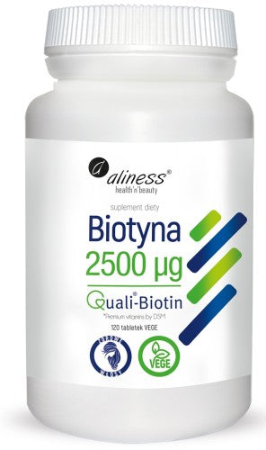 Biotyna 2500 mcg QualiBiotin® x 120 tabletek VEGE Aliness