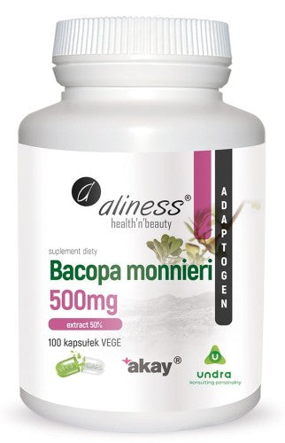 Bacopa monnieri extract 50%, 500 mg x 100 Vege Caps. ALINESS