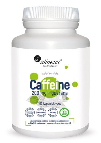 Caffeine 200 mg + guarana x 100 kapsułek vege Aliness