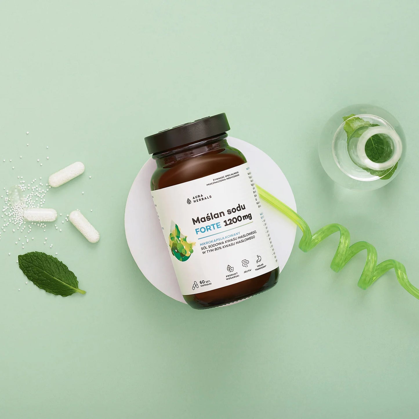 Aura Herbals Maślan sodu FORTE 1200 mg, mikrokapsułkowany, kapsułki 60 szt