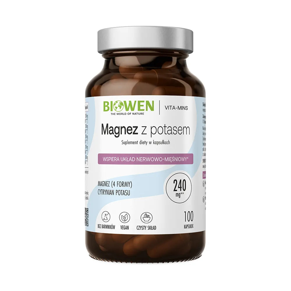 Magnez 4X z Potasem - 100 kapsułek BIOWEN
