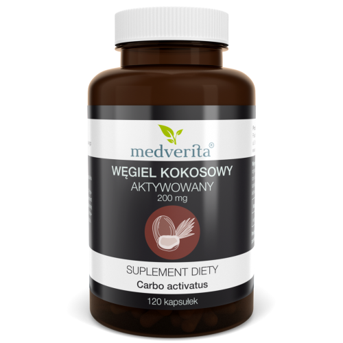 Węgiel kokosowy aktywowany 200 mg - 120 kapsułek MEDVERITA
