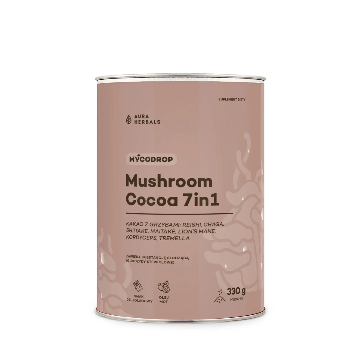Mycodrop Cocoa, kakao z grzybami 7 in 1, proszek 330 g Aura Herbals