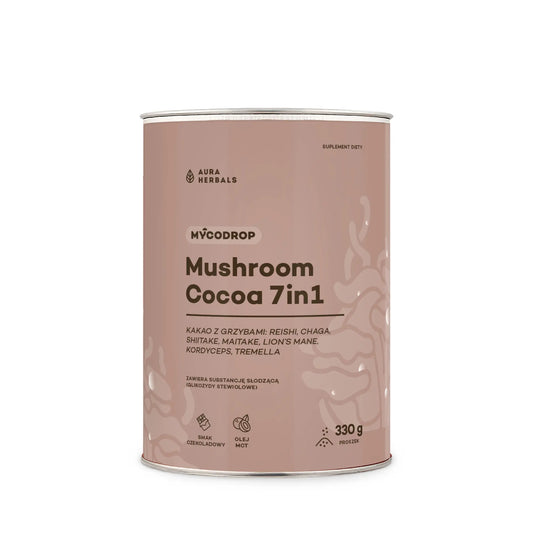 Mycodrop Cocoa, kakao z grzybami 7 in 1, proszek 330 g Aura Herbals