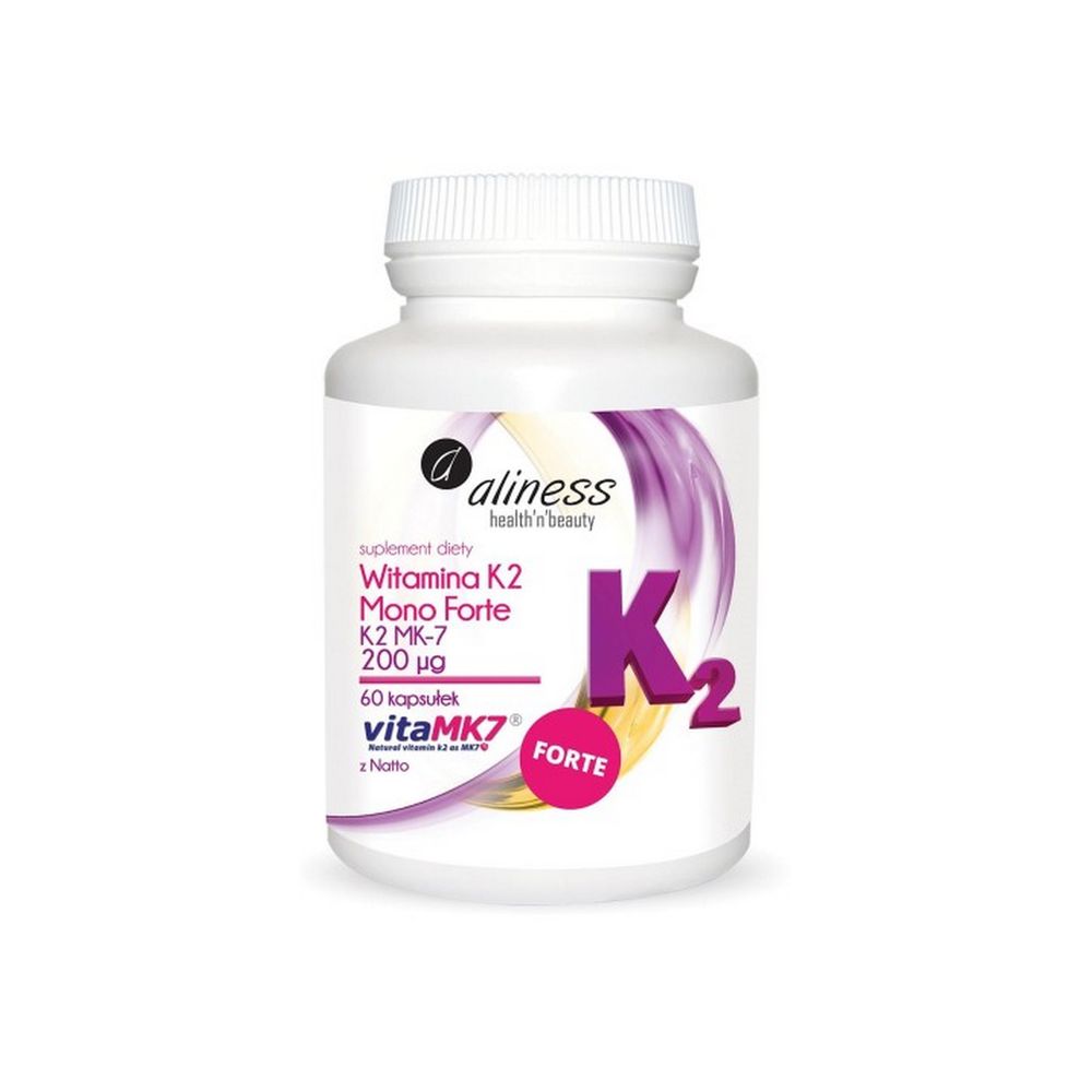 Aliness Witamina K2 Menachinon MonoFORTE MK-7 200 µg z Natto 60 kapsułek