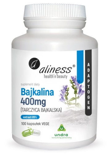Bajkalina (Tarczyca bajkalska) Extract 85% 400 mg x 100 Vege caps Aliness