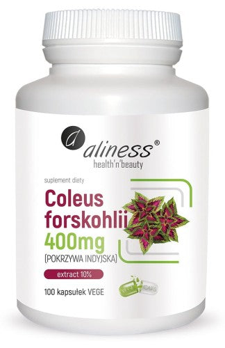 Coleus forskohlii 10% 400mg (pokrzywa indyjska) x 100 Vege caps. ALINESS