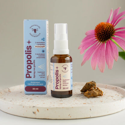 Propolis+ spray na gardło z ekstraktem z jeżówki purpurowej  Pasieka Sadowskich