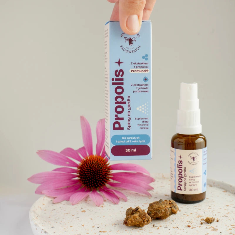Propolis+ spray na gardło z ekstraktem z jeżówki purpurowej  Pasieka Sadowskich