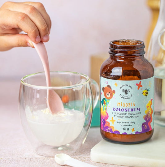 Colostrum z mleczkiem pszczelim, cynkiem i bananem Miodziś PASIEKA SADOWSKICH