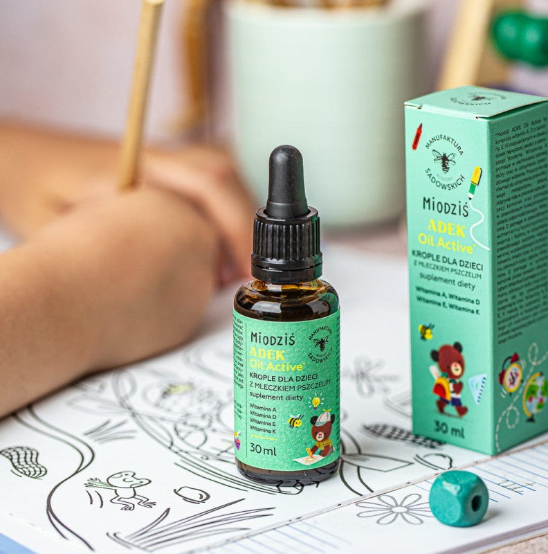 Krople ADEK z mleczkiem pszczelim Miodziś PASIEKA SADOWSKICH