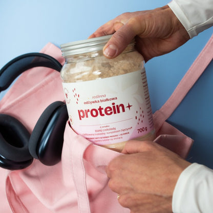 Odżywka białkowa Protein+ o smaku białej czekolady z liofilizowaną truskawką Pasieka Sadowskich