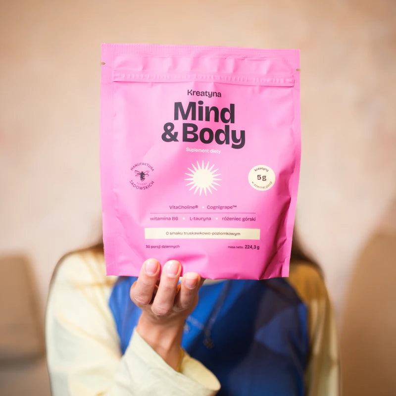 Kreatyna Mind & Body o smaku poziomkowo truskawkowym 30 porcji Pasieka Sadowskich
