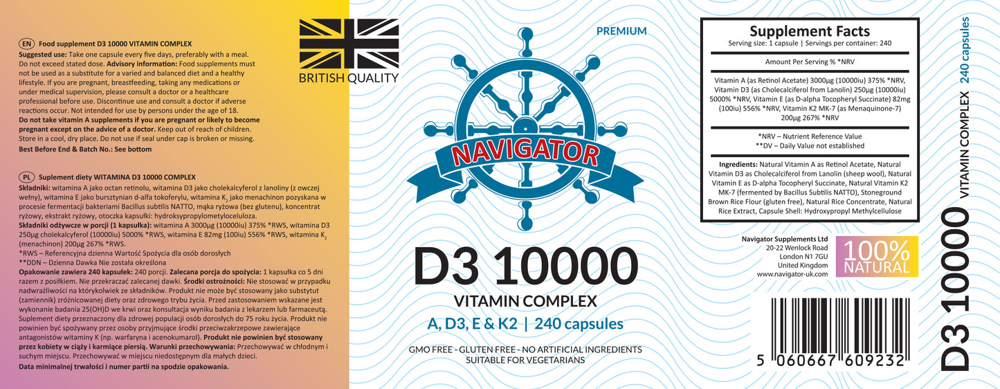 Navigator Cztery Pory Roku Witamina D3 10000 Complex 240 kapsułek