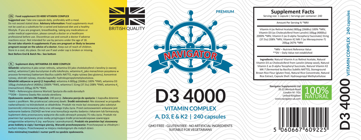 Navigator Cztery Pory Roku Witamina D3 4000 Complex 240 kapsułek