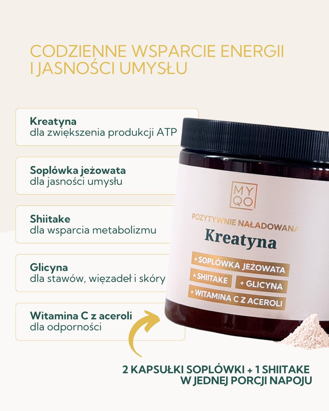Pozytywnie naładowana Kreatyna - 300 g MYQO