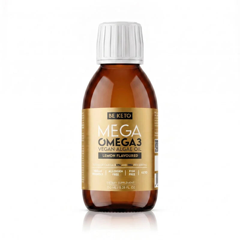 MEGA Omega 3 Wegańska – Olej z Alg – Cytrynowy 150ml 750 mg Omega-3 w Porcji BeKeto