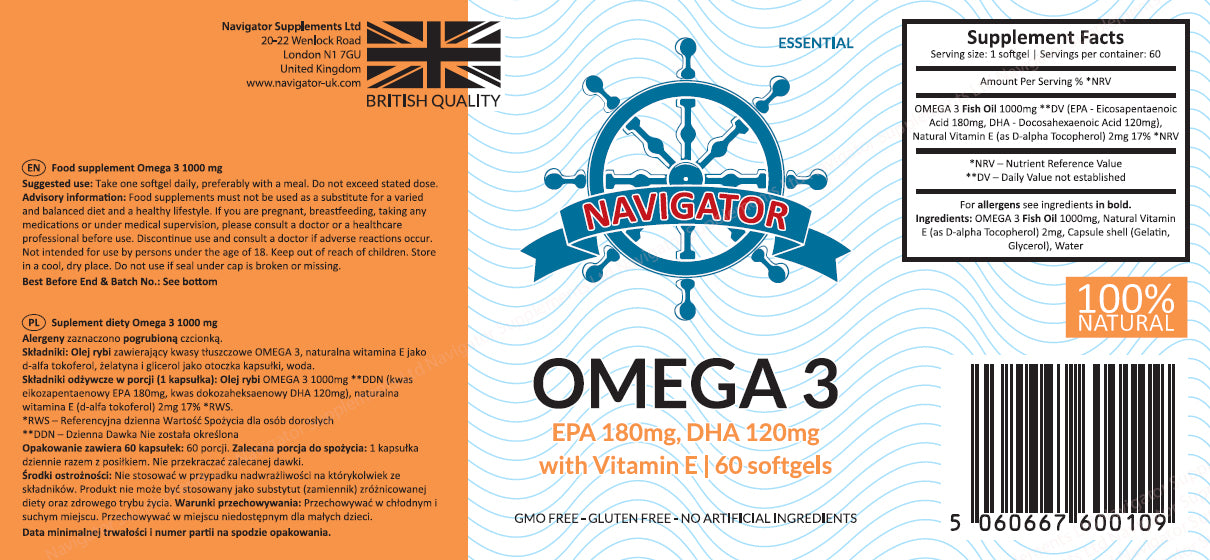 Navigator OMEGA 3 1000 mg, 60 kapsułek miękkich (softgels)
