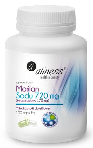 Aliness Maślan Sodu 720 mg (Kwas masłowy 170 mg) x 100 VEGE kaps.