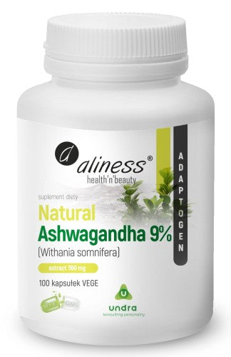 Natural Ashwaganda 560 mg 9% x 100 Vege caps. Aliness