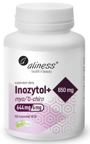 Inozytol myo/D-chiro, 650mg + B6 x 100 Vege caps Aliness