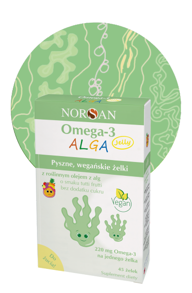 Norsan Omega-3 z alg ALGA Jelly dla dzieci 45 kapsułek